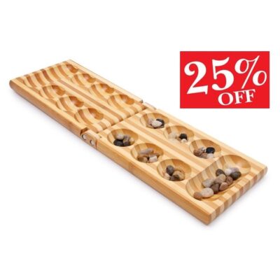 kalaha spil i træ med brikker