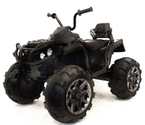 EL-ATV med affjedring på alle 4 hjul og gummihjul. De 2 kraftige motorer, trï¿½k pï¿½ begge baghjul og de store hjul, gør den yderst terrængående, så den nemt kan køre i græs, jord m.v.