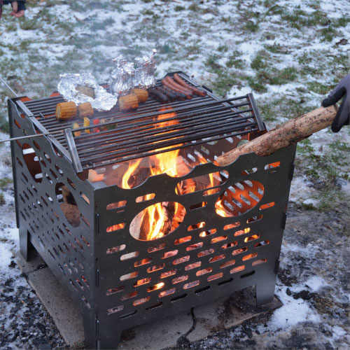 Bålplads af stål, havebålplads, åben grill, bålplads, grillplads